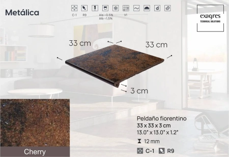 Ступени угловые флорентинер Metalica Basalt