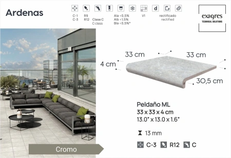 Ступени угловые флорентинер Ardenas Cromo