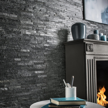 Натуральный камень Pharaon Кварцит черный неоклассик 150x600 мм Натуральный камень Pharaon Кварцит черный неоклассик 150x600 мм