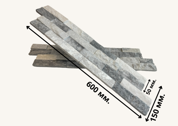 Натуральный камень Pharaon Кварцит бело-серый неоклассик 150x600 мм Натуральный камень Pharaon Кварцит бело-серый неоклассик 150x600 мм