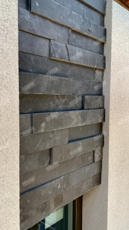 Натуральный камень Pharaon Сланец черный нарезка 70x300 мм Натуральный камень Pharaon Сланец черный нарезка 70x300 мм