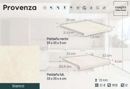 Ступени угловые флорентинер Provenza Bianco