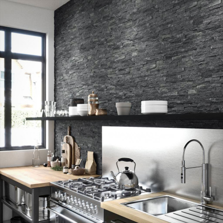 Натуральный камень Pharaon Кварцит чёрный классик 150x600 мм Натуральный камень Pharaon Кварцит чёрный классик 150x600 мм