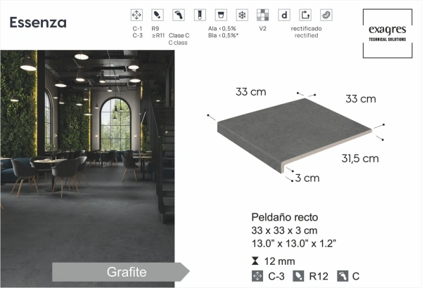 Ступени recto 120 big Essenza Grafite
