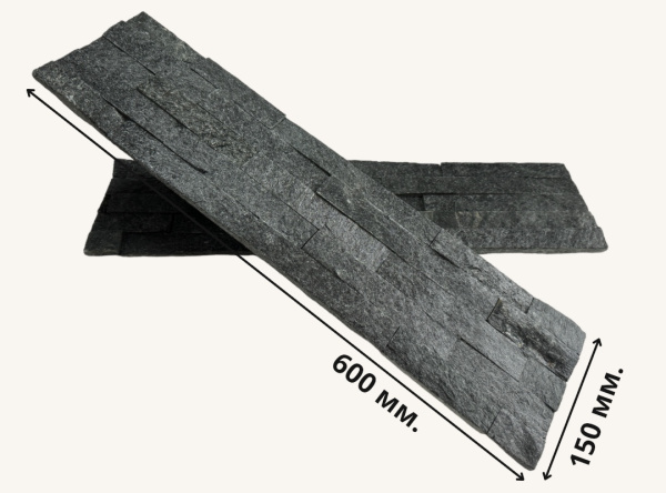 Натуральный камень Pharaon Кварцит чёрный классик 150x600 мм Натуральный камень Pharaon Кварцит чёрный классик 150x600 мм