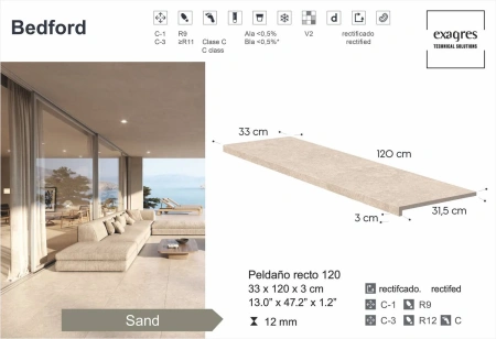 Ступени recto 120 big Bedford Sand