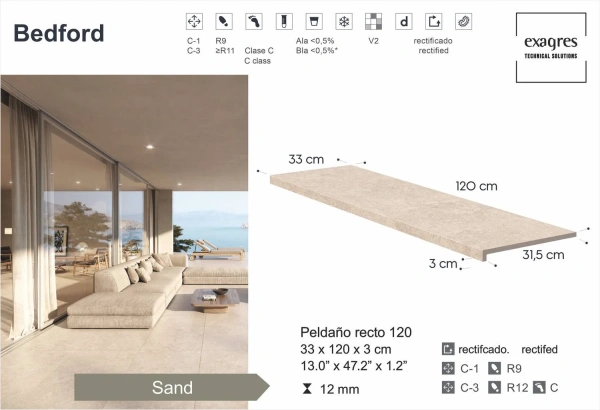 Ступени recto 120 big Bedford Sand