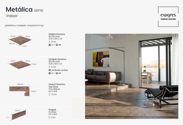 Ступени угловые флорентинер Metalica Basalt