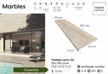 Супени флорентинер 120 big Marbles Travertino