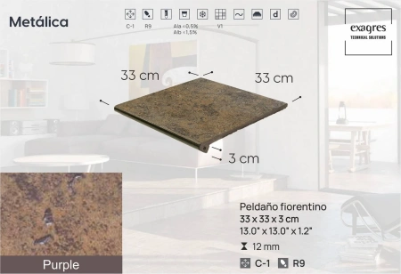 Ступени угловые флорентинер Metalica Basalt