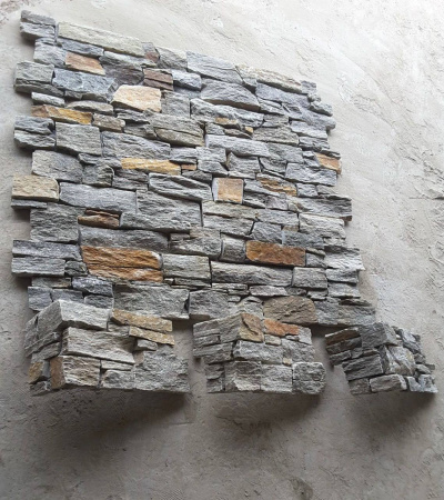 Натуральный камень Pharaon Кварцит серо-зеленый грубый, наружный угол  200x200;350 мм Натуральный камень Pharaon Кварцит серо-зеленый грубый, наружный угол  200x200;350 мм