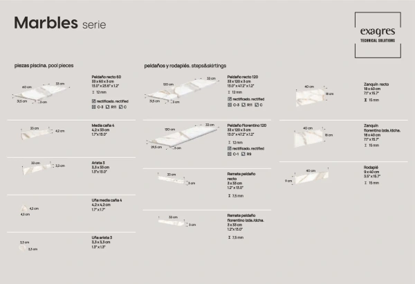 Ступени recto 120 big Marbles Crema Marfil