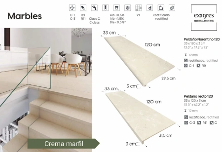 Супени флорентинер 120 big Marbles Crema Marfil