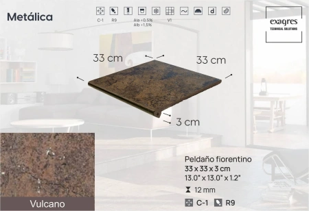 Ступени угловые флорентинер Metalica Basalt