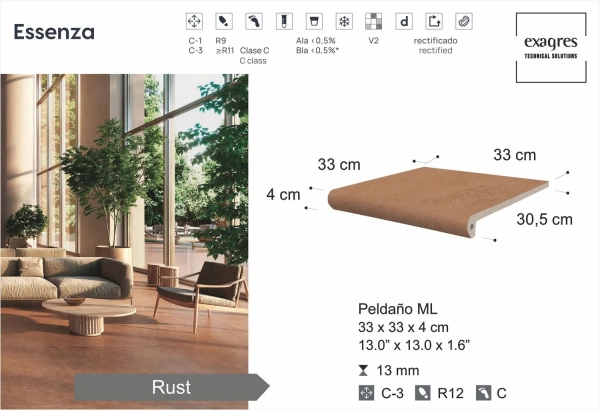 Ступени recto 120 big Essenza Rust