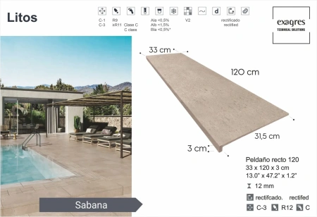 Ступени recto 120 big Litos Sabana