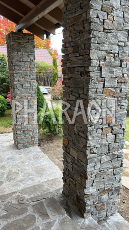 Натуральный камень Pharaon Кварцит серо-зеленый грубый, наружный угол  200x200;350 мм Натуральный камень Pharaon Кварцит серо-зеленый грубый, наружный угол  200x200;350 мм