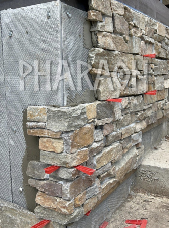 Натуральный камень Pharaon Кварцит мультиколор грубый, наружный угол  200x200;350 мм Натуральный камень Pharaon Кварцит мультиколор грубый, наружный угол  200x200;350 мм