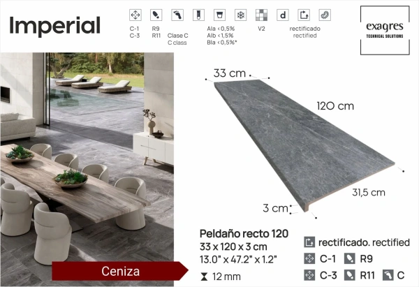 Ступени recto 120 big Imperial Ceniza
